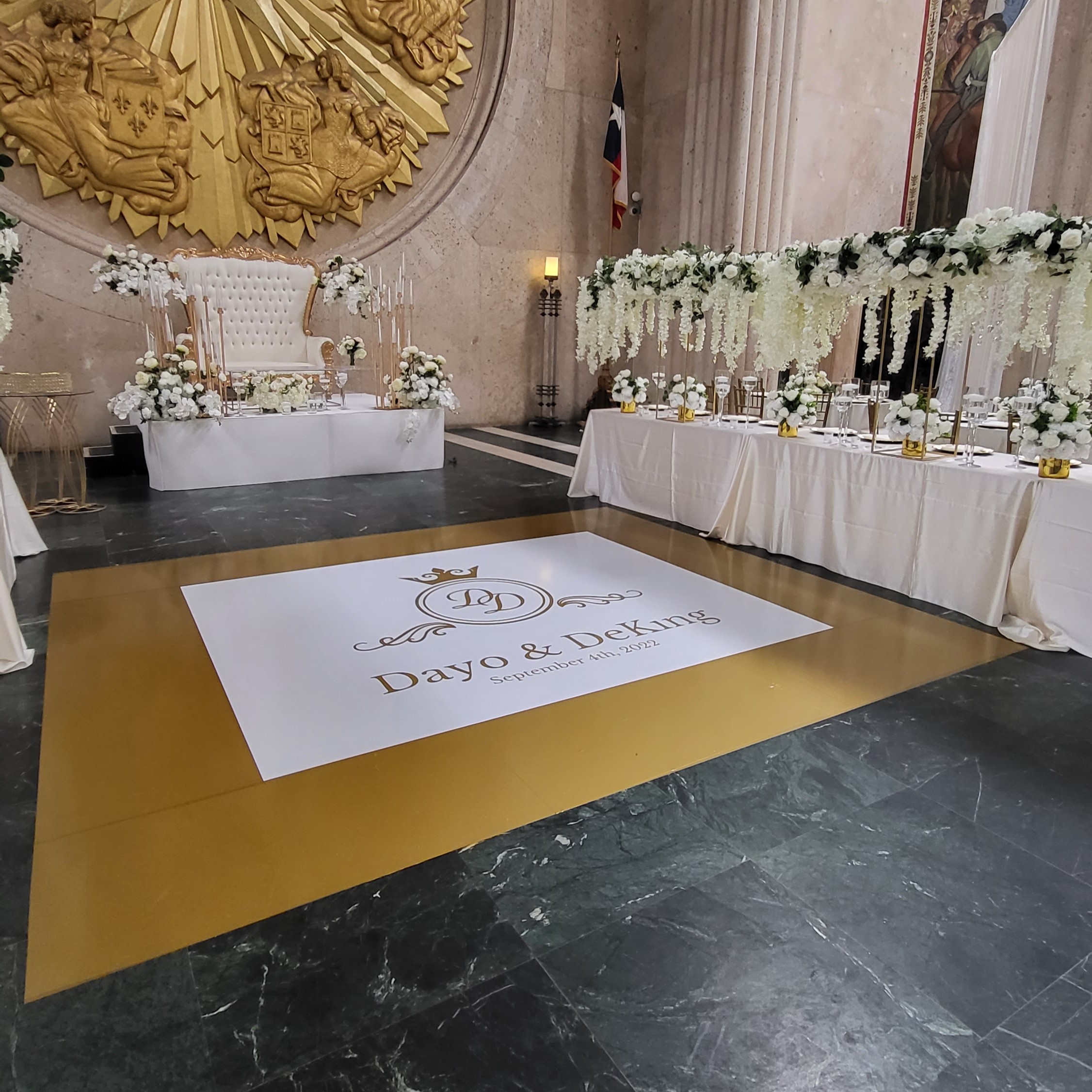 Custom Elegant Gold and White Dancefloor Vinyl Wrap